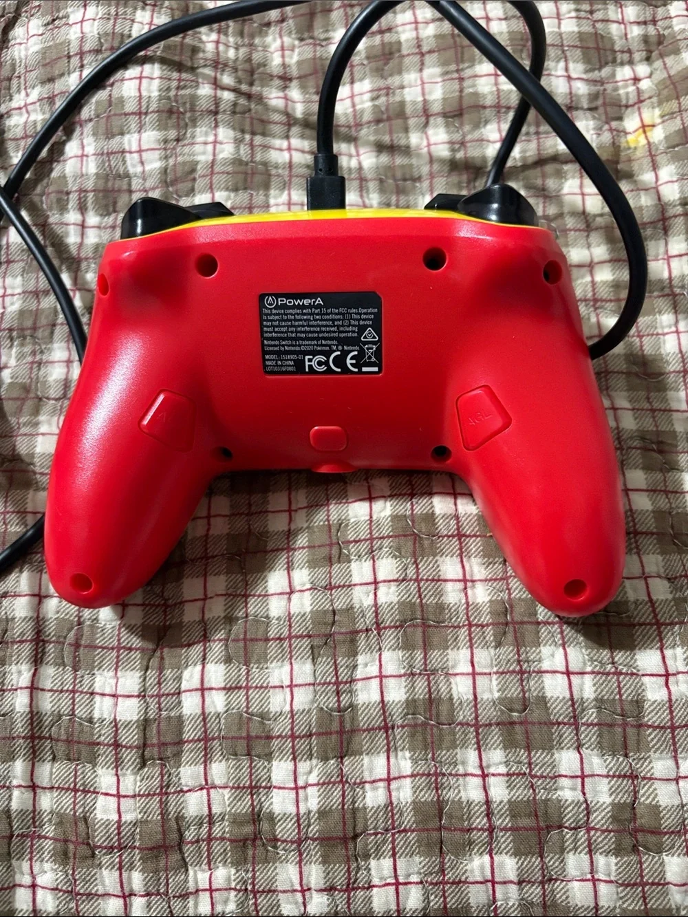 Pikachu Themed Wired Game Controller - Yellow/Red/White
